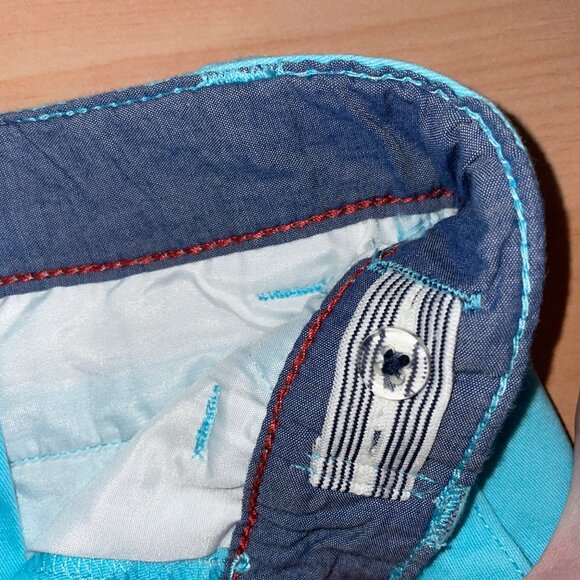 Wonder Nation Boys Aqua Blue Flat Front Shorts With Button Closure Size 8 Cotton - Picture 6 of 7